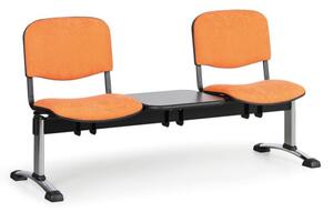 Čalúnená lavice do čakární VIVA, 2-sedadlo + stolík, oranžová, chrómované nohy