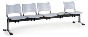 Plastová lavica do čakární VISIO, 4-sedadlo, so stolíkom, sivá, chrómované nohy