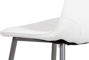 Jedálenská stolička lakované kovové nohy/ sedák ekokoža biela
