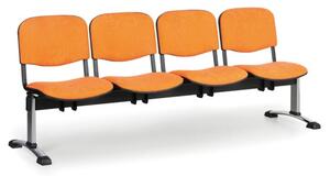 Čalúnená lavica do čakární VIVA, 4-sedadlo, oranžová, chrómované nohy