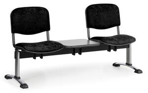 Čalúnená lavica do čakární VIVA, 2-sedadlo, so stolíkom, čierna, chrómované nohy