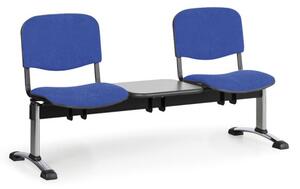 Čalúnená lavica do čakární VIVA, 2-sedadlo, so stolíkom, modrá, chrómované nohy