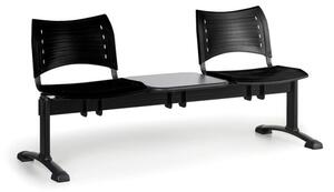 Plastová lavica do čakární VISIO, 2-sedadlo, so stolíkom, čierna, čierne nohy