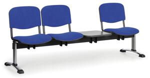 Čalúnená lavica do čakární VIVA, 3-sedadlo, so stolíkom, modrá, chrómované nohy
