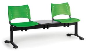Plastová lavica do čakární VISIO, 2-sedadlo, so stolíkom, zelená, čierne nohy