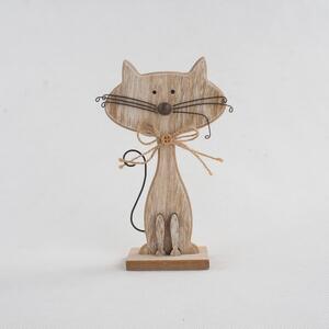 Drevená dekorácia v tvare mačky Dakls Cats, výška 18 cm