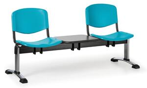 Plastová lavica do čakární ISO, 2-sedadlo, so stolíkom, zelená, chróm nohy