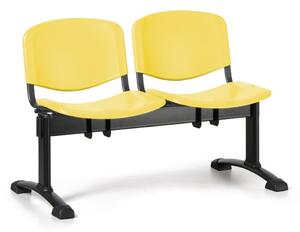 Plastová lavica do čakární ISO, 2-sedadlo, žltá, čierne nohy