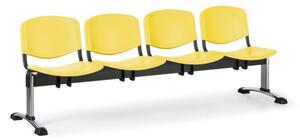 Plastová lavice do čakární ISO, 4-sedadlo, žltá, chrómované nohy
