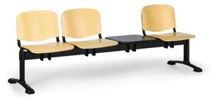 Drevená lavica do čakární ISO, 3-sedadlo, so stolíkom, čierne nohy