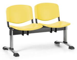Plastová lavica do čakární ISO, 2-sedadlo, žltá, chróm nohy