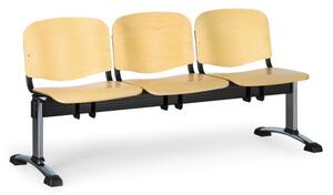 Drevená lavica do čakární ISO, 3-sedadlo, chróm nohy