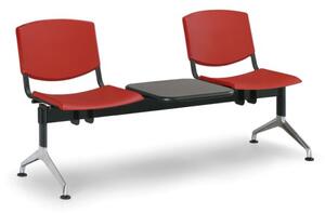 Plastová lavica do čakární SMILE, 2-sedadlo, so stolíkom, červená