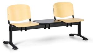 Drevená lavica do čakární ISO, 2-sedadlo, so stolíkom, čierne nohy