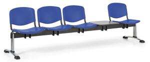 Plastová lavica do čakární ISO, 4-sedadlo, so stolíkom, modrá, chróm nohy