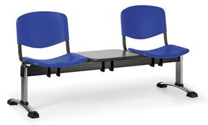 Plastová lavica do čakární ISO, 2-sedadlo, so stolíkom, modrá, chróm nohy
