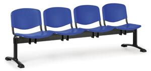 Plastová lavica do čakární ISO, 4-sedadlo, modrá, čierne nohy