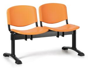 Plastová lavice do čakární ISO, 2-sedadlo, oranžová, čierne nohy