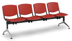 Plastová lavica do čakární SMILE, 4-sedadlo, červená