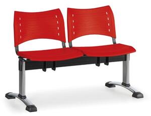 Plastová lavica do čakární VISIO, 2-sedadlo, červená, chrómované nohy