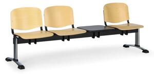 Drevená lavica do čakární ISO, 3-sedadlo, so stolíkom, chróm nohy