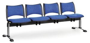 Čalúnená lavica do čakární SMART, 4-sedadlo, modrá, chrómované nohy