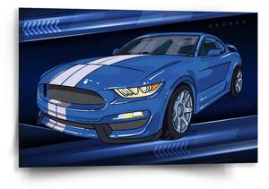 Sablio Obraz Mustang Modré pozadie s pruhmi - 60x40 cm