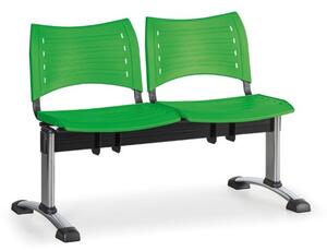Plastová lavica do čakární VISIO, 2-sedadlo, zelená, chrómované nohy