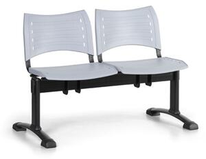 Plastová lavica do čakární VISIO, 2-sedadlo, sivá, čierne nohy