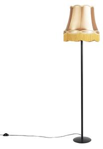 Retro stojaca lampa čierna s tienidlom v štýle babičky zlatá 45 cm - Simplo