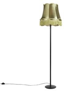 Retro stojaca lampa čierna so zeleným tienidlom Granny 45 cm - Simplo