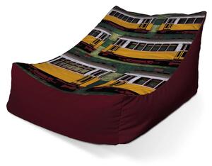 Sablio Sedací vak Lounge Lisabonské historické električky Zelený Pattern - 80 x 95 x 50 cm