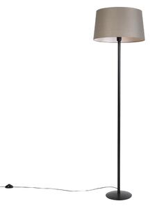 Stojaca lampa čierna s tienidlom z ľanu taupe 45 cm - Simplo