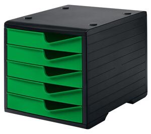 Triediaci box, 5 zásuviek, čierna/zelená