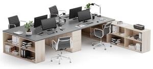 Kancelársky písací stôl s úložným priestorom BLOCK B05, dub prírodný/grafit