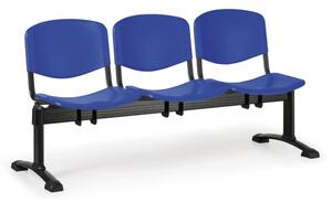 Plastová lavica do čakární ISO, 3-sedadlo, modrá, čierne nohy