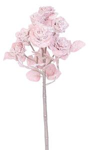 Umelá vetvička Ruža s glitrom ružová, 39 cm