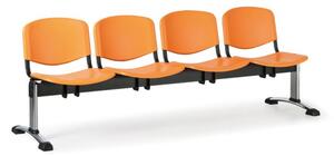Plastová lavica do čakární ISO, 4-sedadlo, oranžová, chróm nohy
