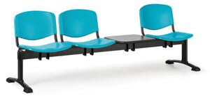 Plastová lavica do čakární ISO, 3-sedadlo, so stolíkom, zelená, čierne nohy