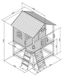 KONDELA Drevený záhradný domček so šmykľavkou, pieskoviskom a lezeckou stenou, OMAH