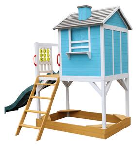 KONDELA Drevený záhradný domček pre deti so šmykľavkou a pieskoviskom, PORTIO