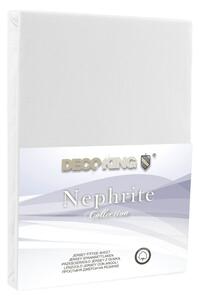 Biela elastická plachta DecoKing Nephrite, 120/140 x 200 cm