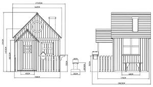 KONDELA Drevený záhradný domček s lavičkou, verandou a poštovou schránkou, BULEN