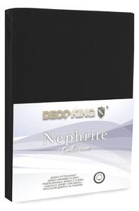 Čierna elastická plachta DecoKing Nephrite, 160/180 x 200 cm