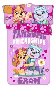 Ružové bavlnené detské obliečky do postieľky 100x135 cm Paw Patrol "Pawsome friendships grow" – Jerry Fabrics
