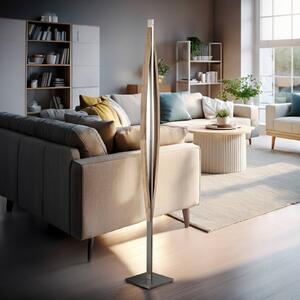 Stojacia lampa Quitani LED Kiera, dub/matný nikel