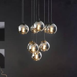 Závesná lampa Ariscani, čierna, Ø 65 cm, oceľ/sklo, 10 svetiel