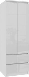 Ak furniture Šatníková skriňa Star 60 cm biely lesk
