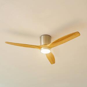 Lucande LED stropný ventilátor Faipari, nikl, DC, tichý, 132 cm