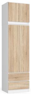 Ak furniture Šatníková skriňa s nástavcom STAR 60 cm biela/dub sonoma